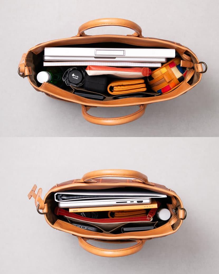 TRIONのレザートートバッグの収納