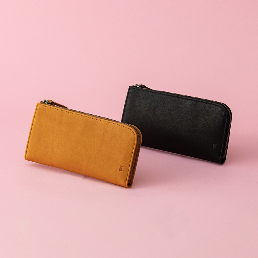 春の開運財布キャンペーン L字ファスナー長財布(日本製グラブレザー) ブラック タン