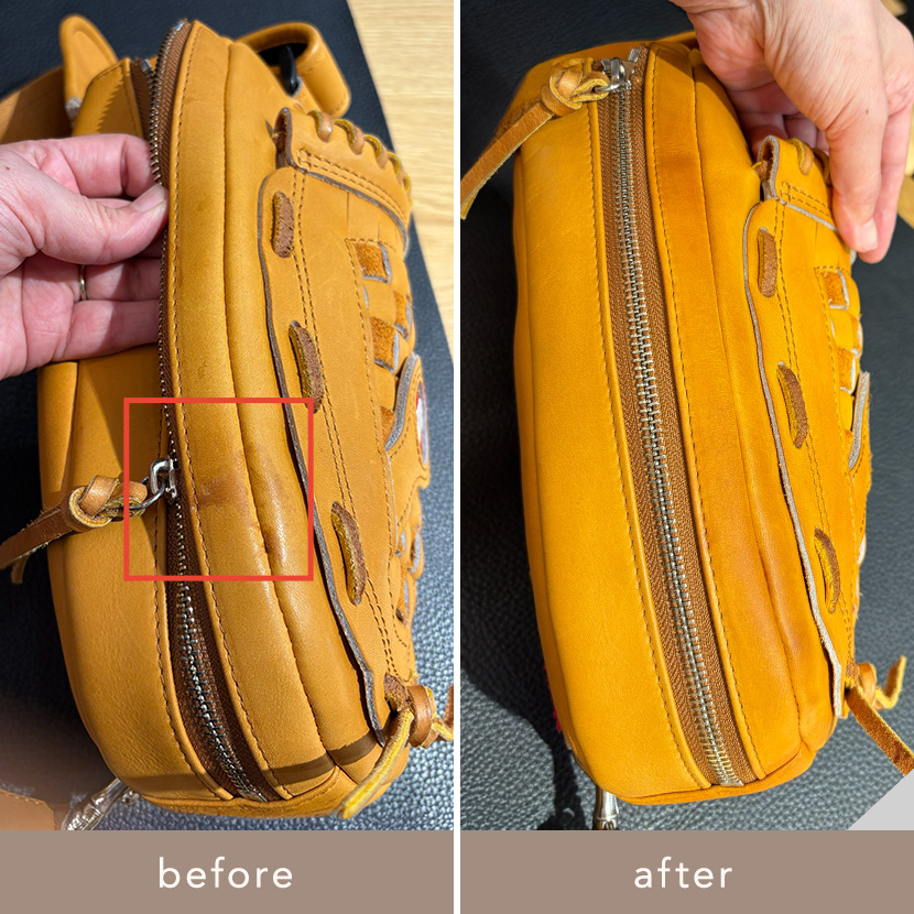 グローブボディバッグのお手入れビフォーアフター
